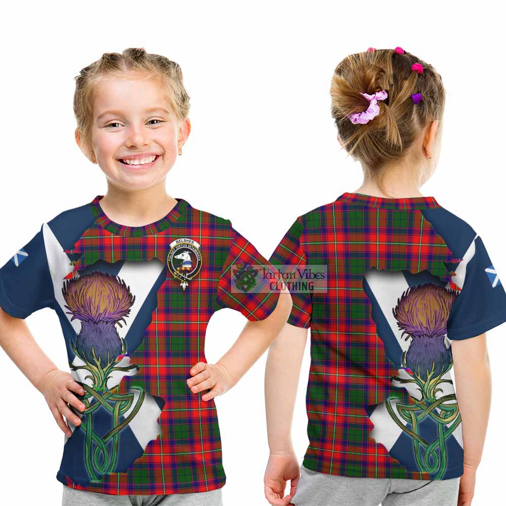 Tartan Vibes Clothing Belshes (Belsches) Tartan Family Crest Kid T-Shirt Scottish Thistle Celtic Inspired