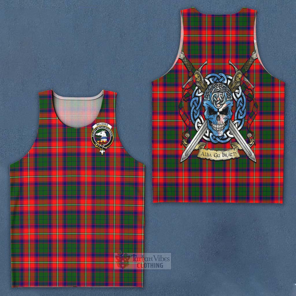 Belshes (Belsches) Tartan Men's Tank Top with Family Crest Celtic Skull Style - Tartan Vibes Clothing