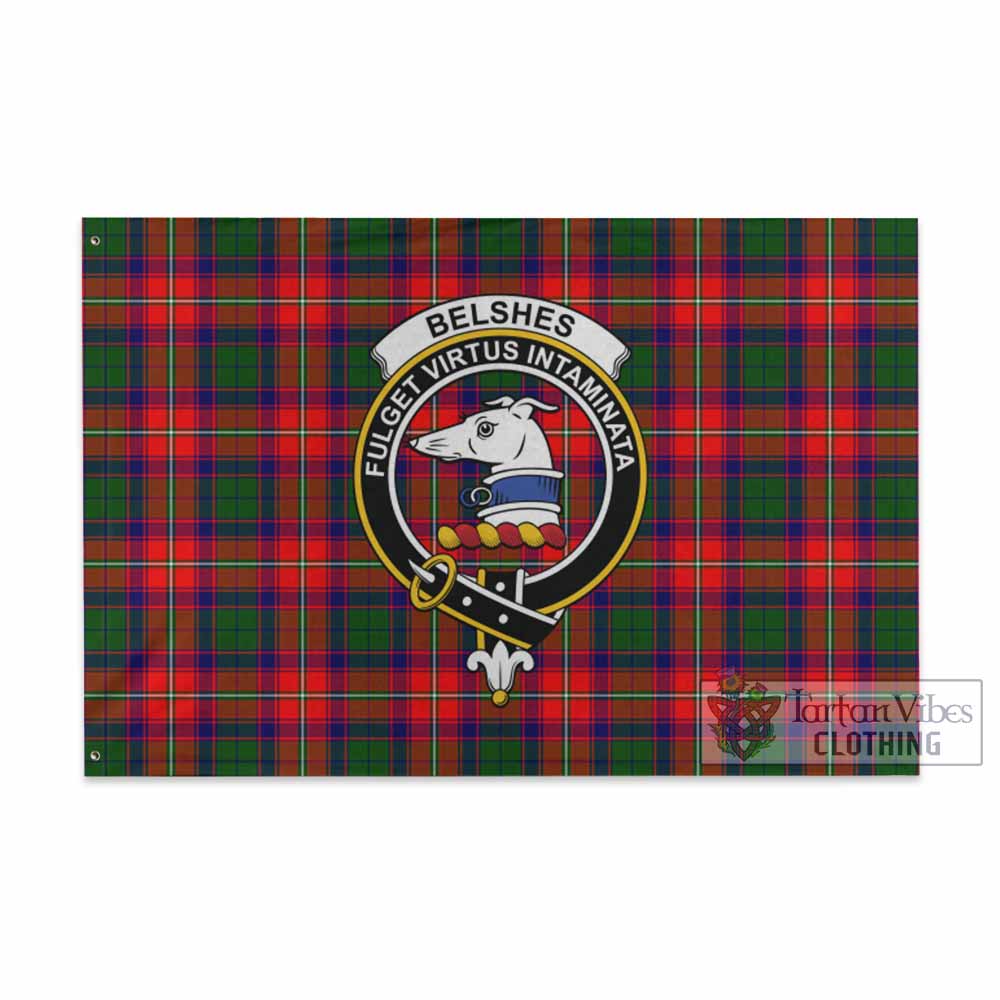 Tartan Vibes Clothing Belshes (Belsches) Tartan House Flag with Family Crest