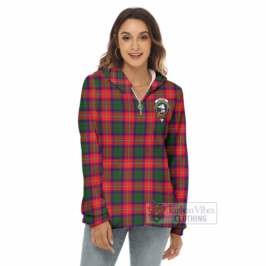 Belshes (Belsches) Tartan Women's Borg Fleece Hoodie with Half Zip with Family Crest - Tartan Vibes Clothing