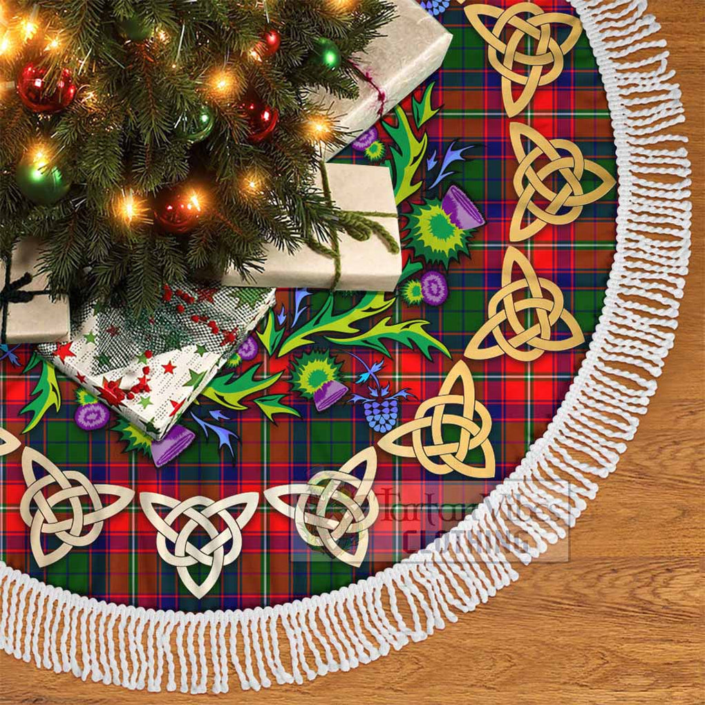 Belshes (Belsches) Tartan Christmas Tree Skirt with Thistle Celtic Knot Style - Tartan Vibes Clothing
