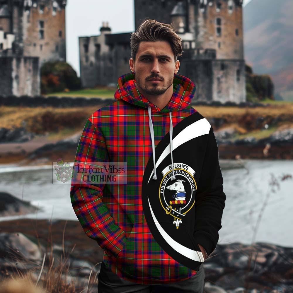 Belshes (Belsches) Tartan Cotton Hoodie with Family Crest Circle Style - Tartan Vibes Clothing
