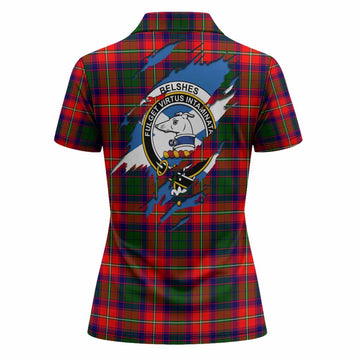 Belshes (Belsches) Clan Crest In Me Tartan Women Polo Shirt Scotland Flag Style