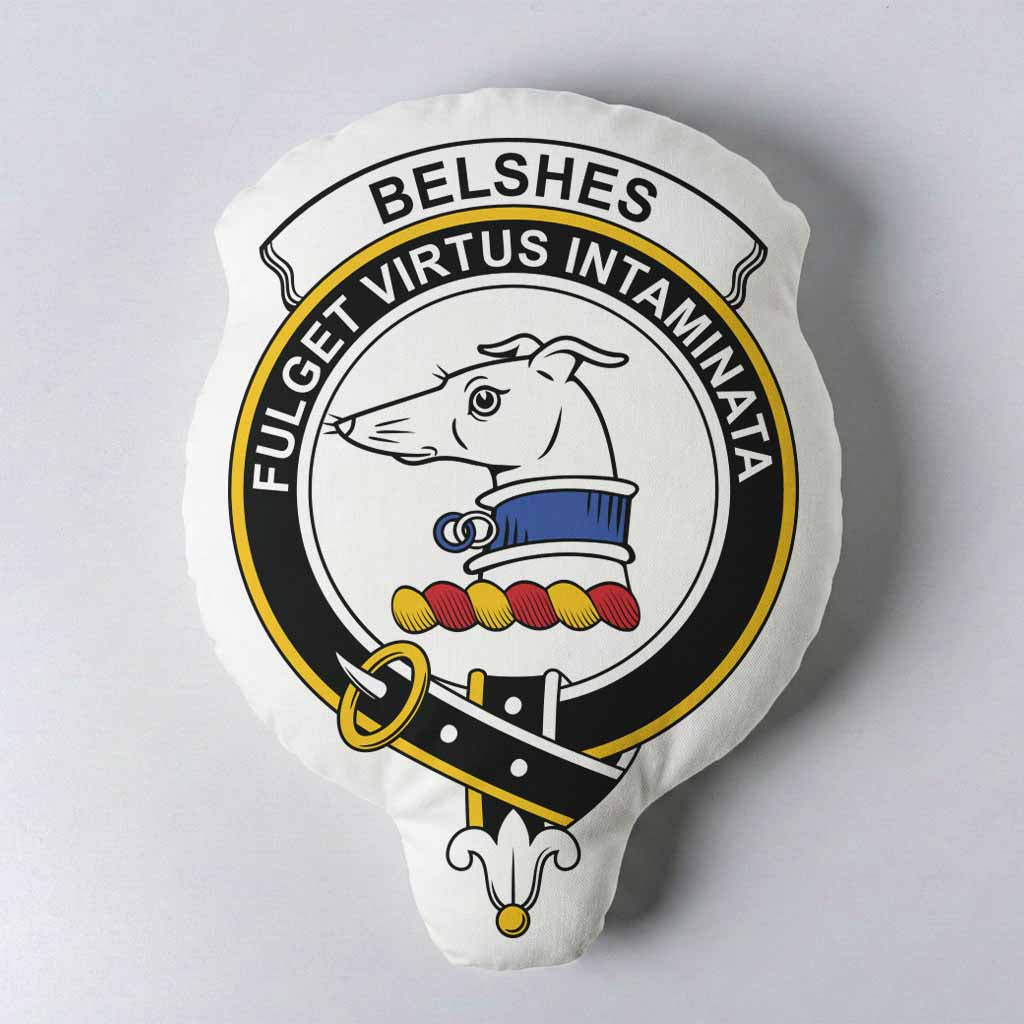 Belshes (Belsches) Clan Crest Shaped Throw Pillow, Scottish Clan Badge Decorative Pillow