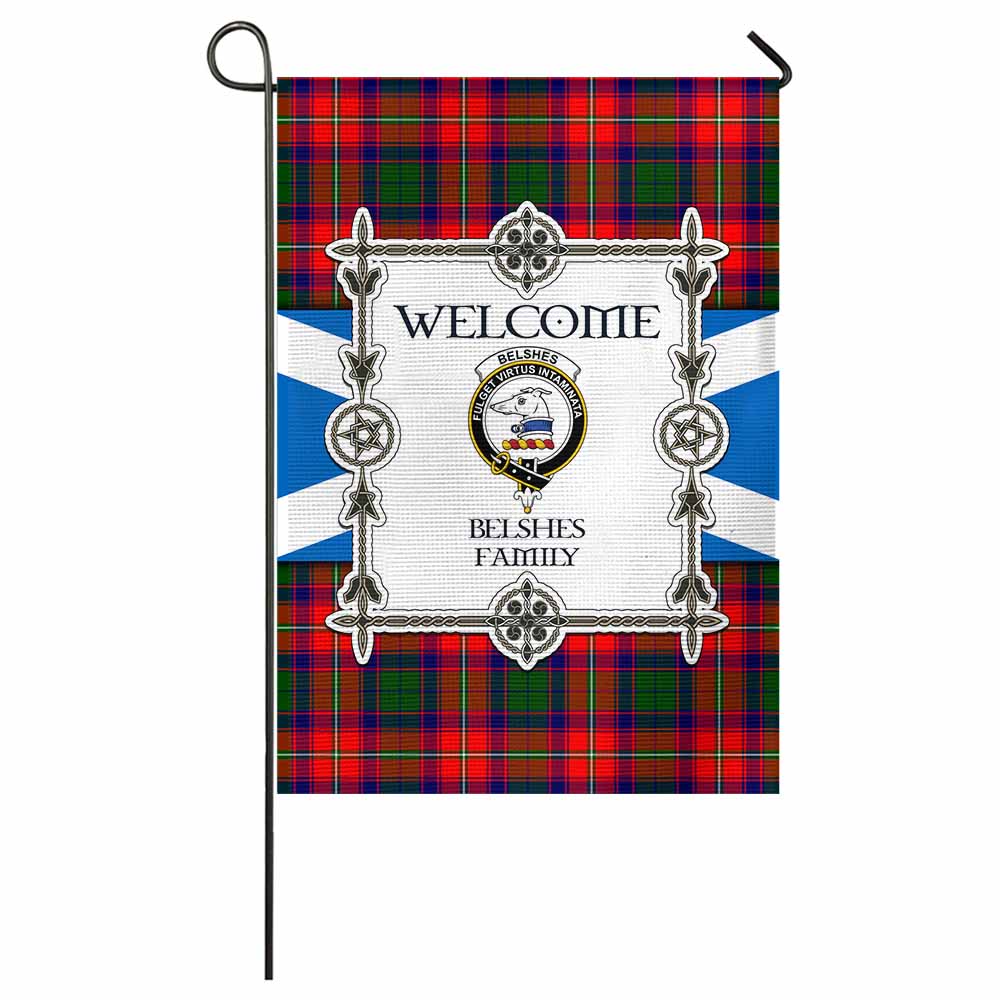 Belshes (Belsches) Family Crest Tartan Welcome Garden Flag Saltire Harmony Style - Tartan Vibes Clothing