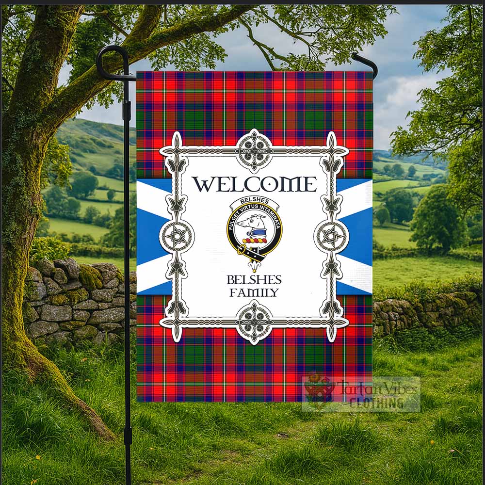 Belshes (Belsches) Family Crest Tartan Welcome Garden Flag Saltire Harmony Style - Tartan Vibes Clothing