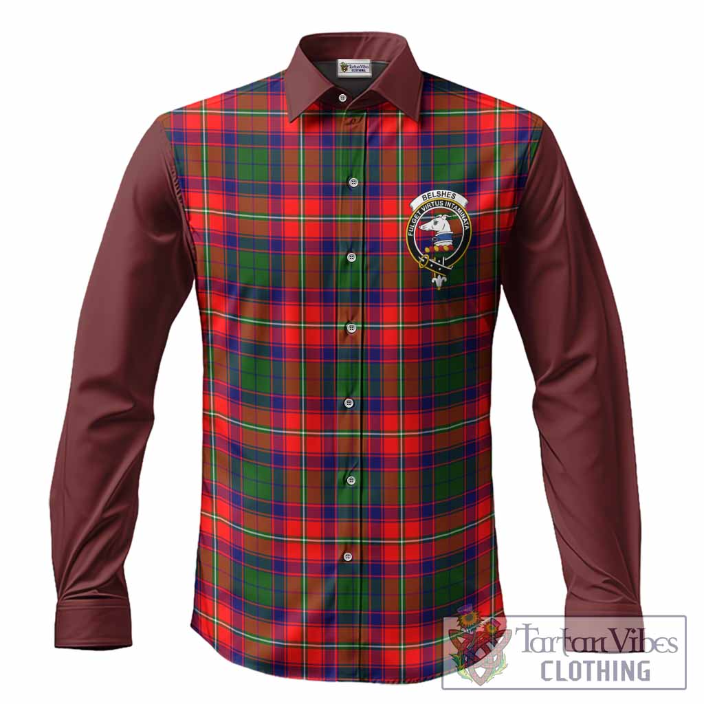 Belshes (Belsches) Tartan Accent Long Sleeve Button Shirts with Family Crest