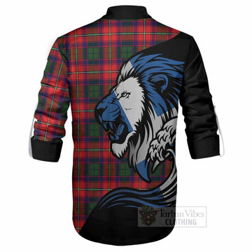 Belshes (Belsches) Tartan Crest Ghillie Shirt Scottish Golden Lions Wave Flow