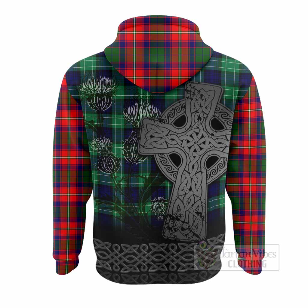 Belshes (Belsches) Tartan Crest Hoodie Grunge Celtic Cross Scottish Thistle