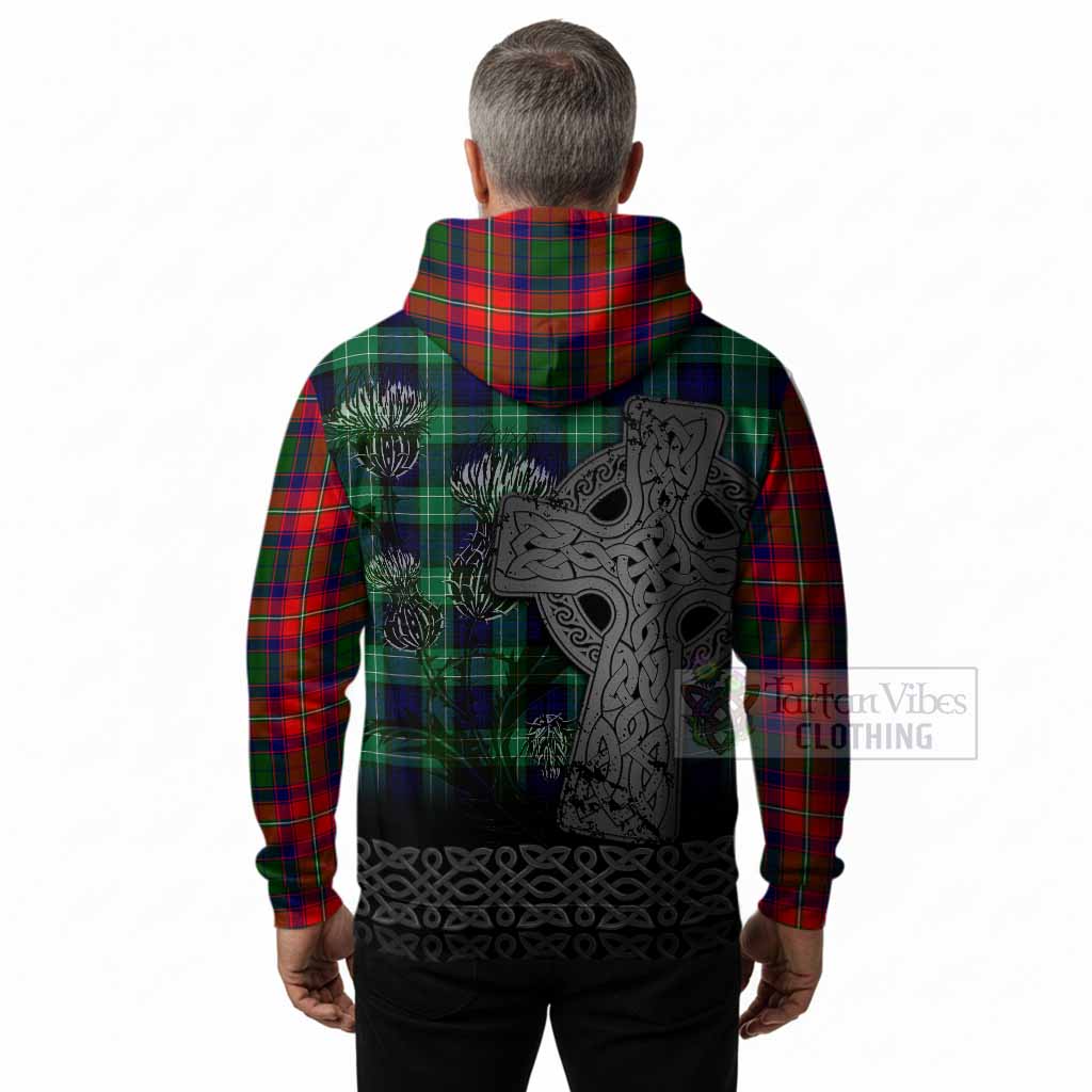 Belshes (Belsches) Tartan Crest Hoodie Grunge Celtic Cross Scottish Thistle