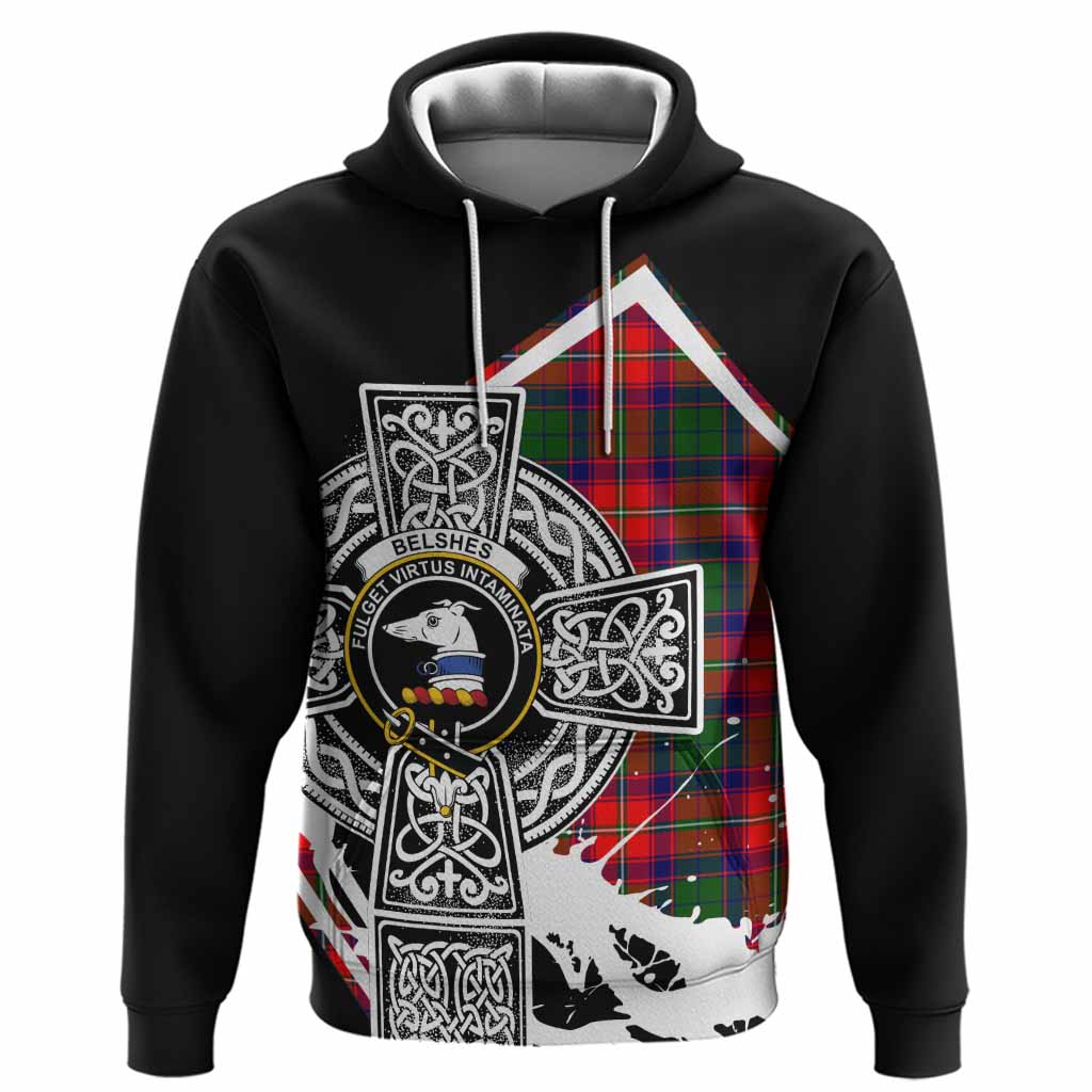 Belshes (Belsches) Tartan Crest Hoodie Scottish Celtic Cross Heritage