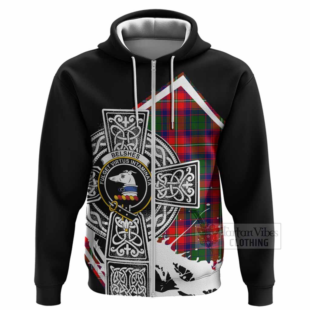 Belshes (Belsches) Tartan Crest Hoodie Scottish Celtic Cross Heritage