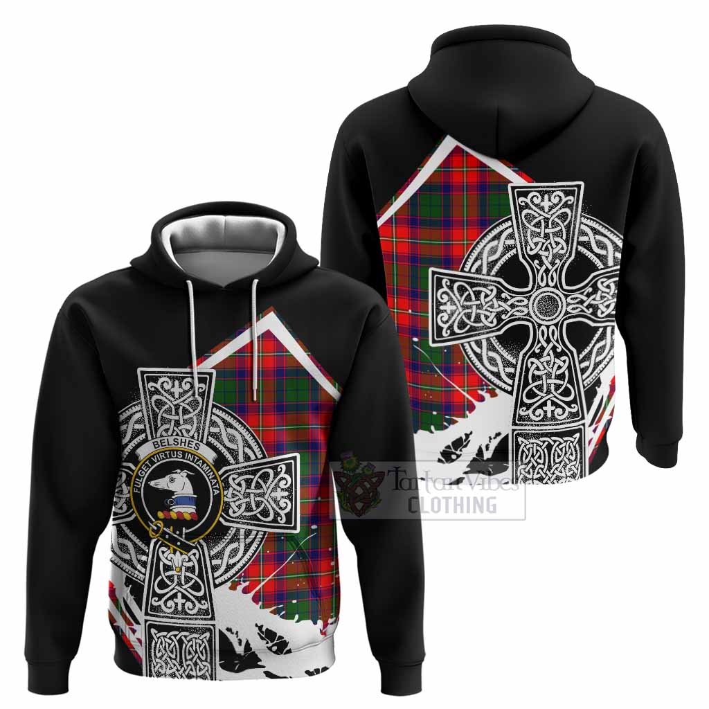 Belshes (Belsches) Tartan Crest Hoodie Scottish Celtic Cross Heritage