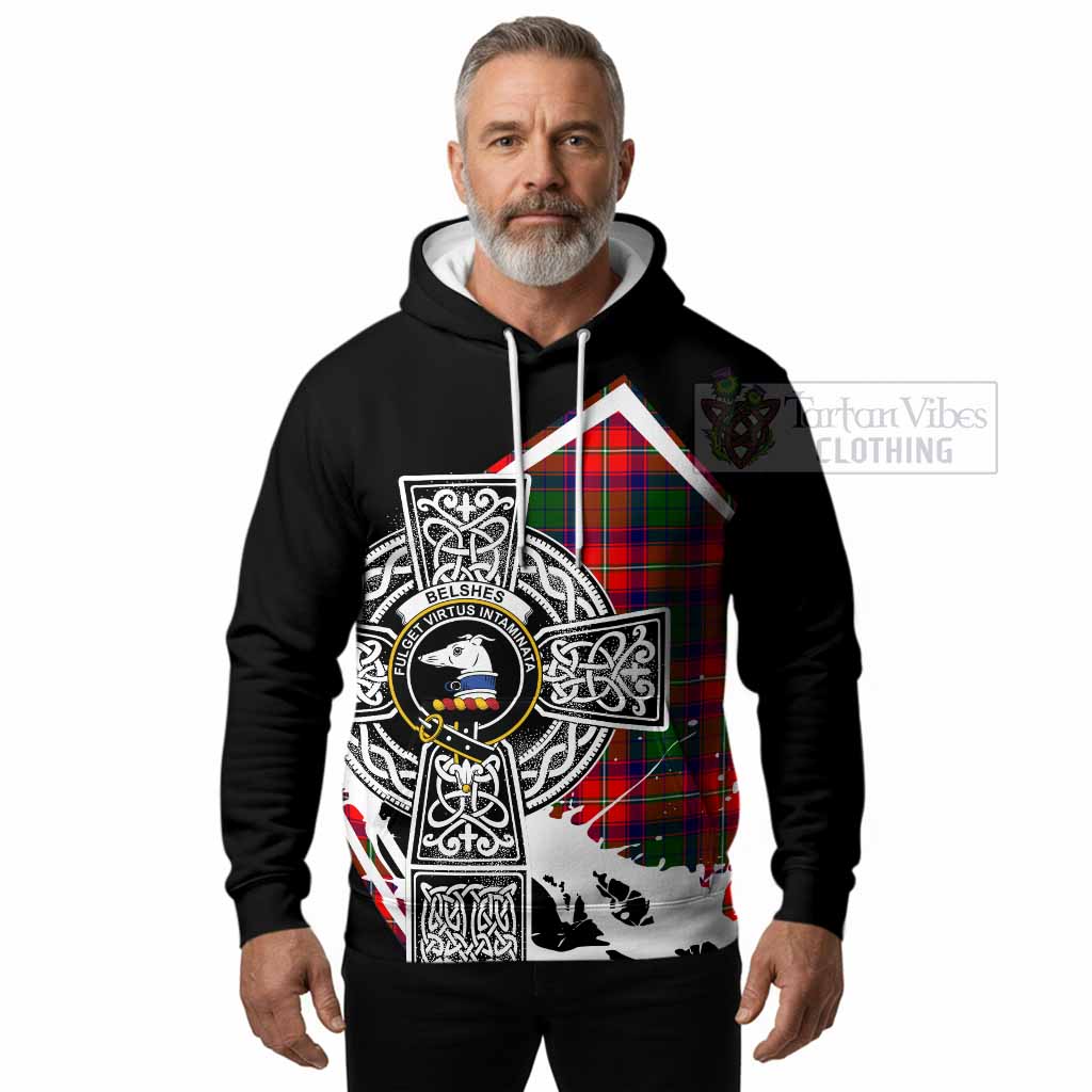 Belshes (Belsches) Tartan Crest Hoodie Scottish Celtic Cross Heritage