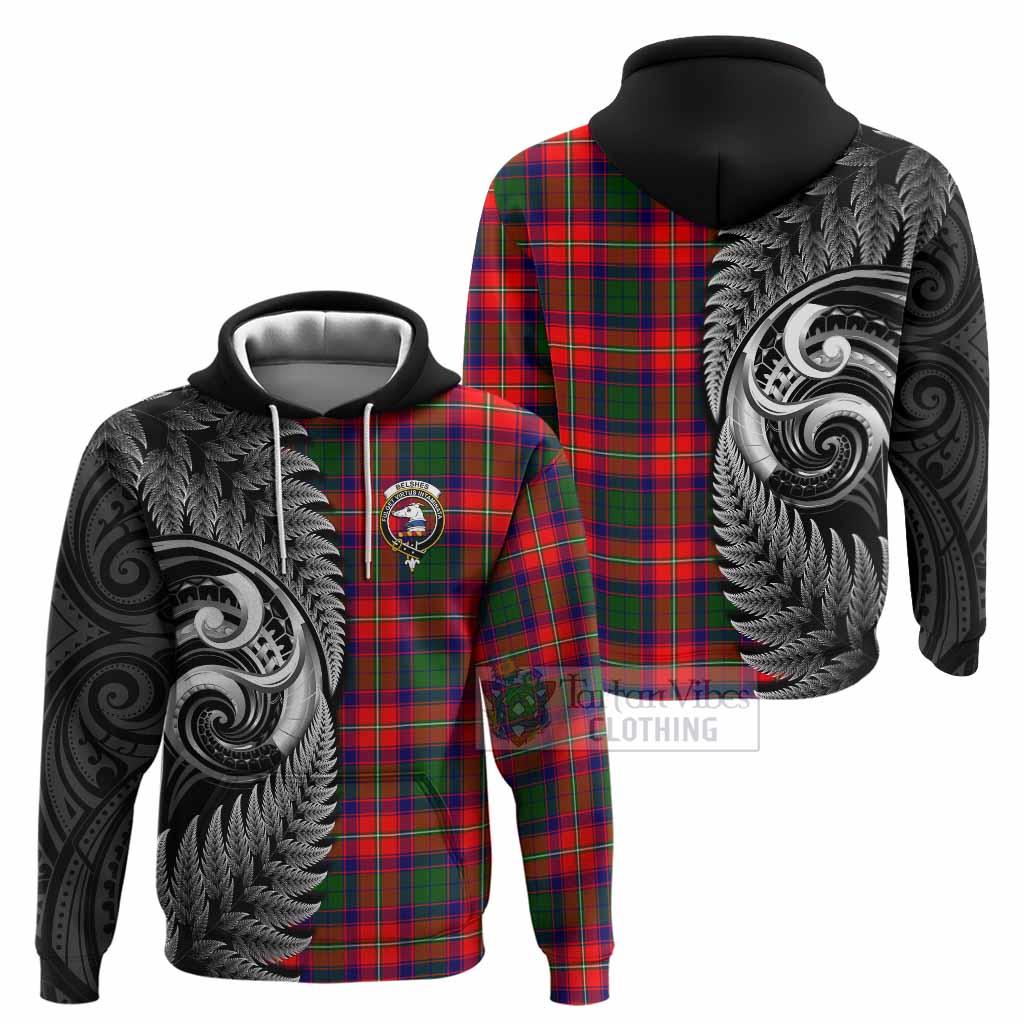 Belshes (Belsches) Tartan Crest Hoodie With New Zealand Silver Fern Maori Koru