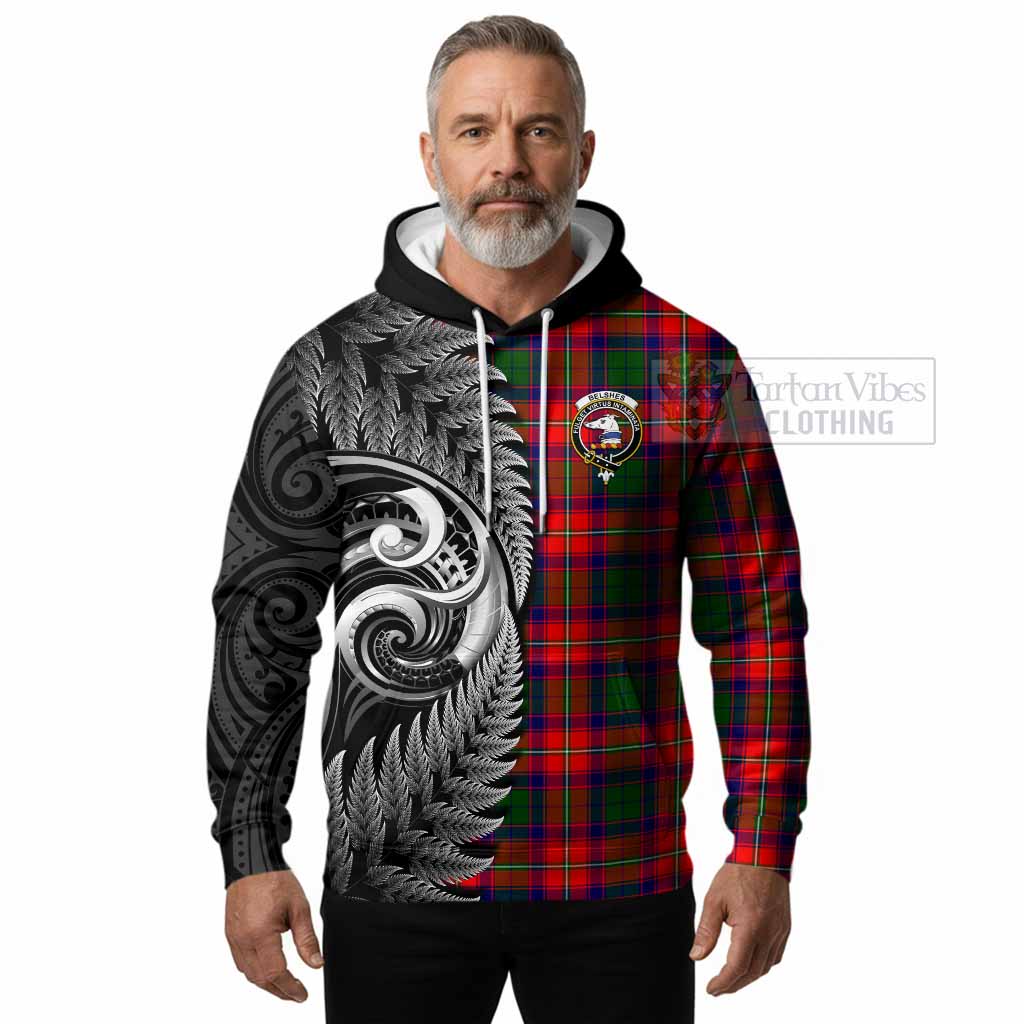 Belshes (Belsches) Tartan Crest Hoodie With New Zealand Silver Fern Maori Koru