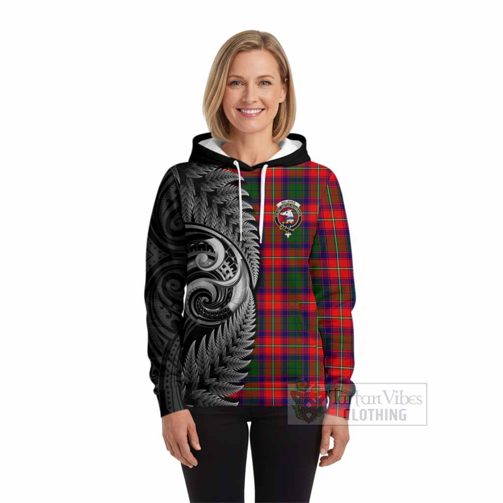 Belshes (Belsches) Tartan Crest Hoodie With New Zealand Silver Fern Maori Koru