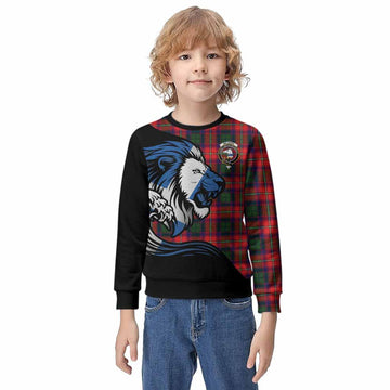 Belshes (Belsches) Tartan Crest Kid Knitted Sweatshirt Scottish Golden Lions Wave Flow