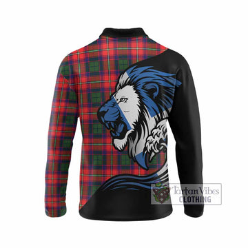 Belshes (Belsches) Tartan Crest Long Sleeve Polo Shirt Scottish Golden Lions Wave Flow