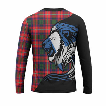 Belshes (Belsches) Tartan Crest Long Sleeve T-Shirt Scottish Golden Lions Wave Flow