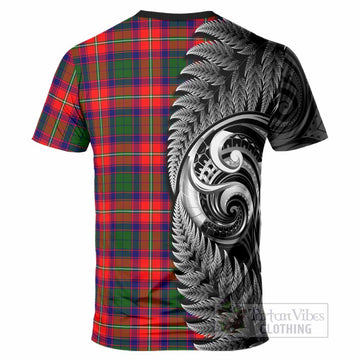 Belshes (Belsches) Tartan Crest T-Shirt With New Zealand Silver Fern Maori Koru