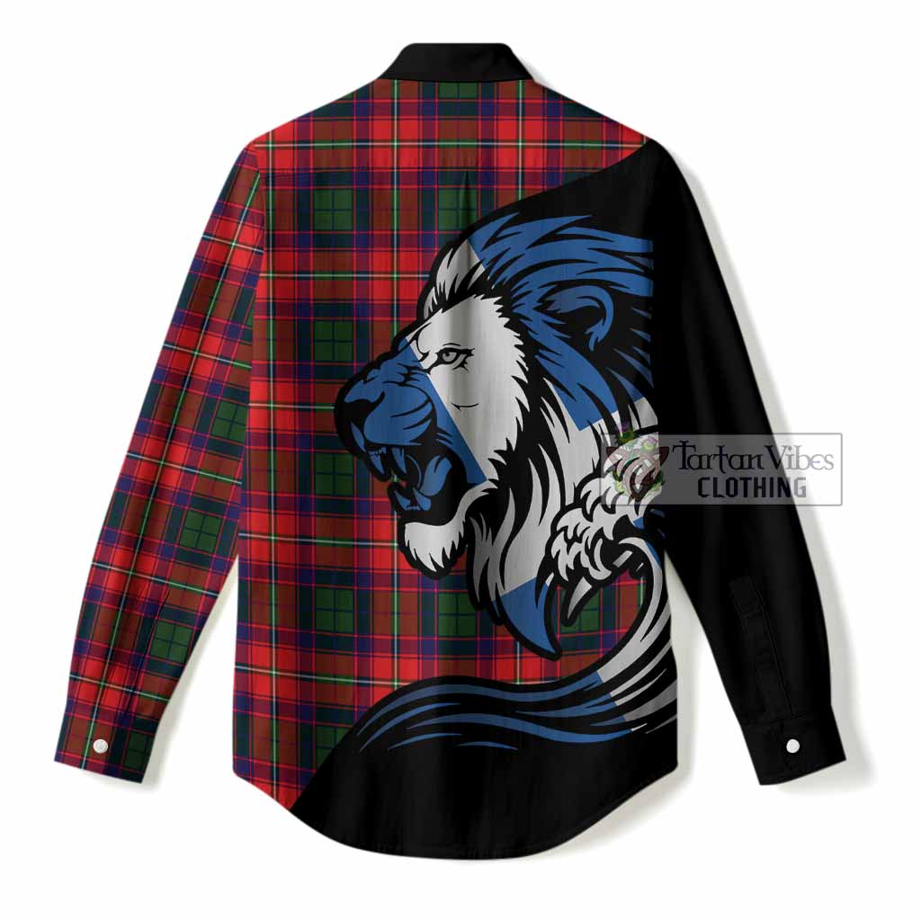 Belshes (Belsches) Tartan Crest Women Casual Shirt Scottish Golden Lions Wave Flow