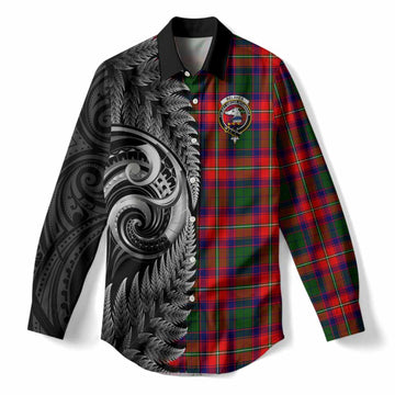 Belshes (Belsches) Tartan Crest Women Casual Shirt With New Zealand Silver Fern Maori Koru