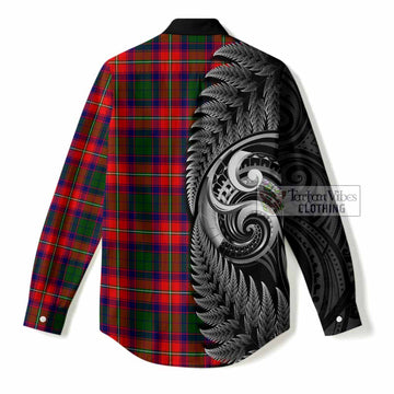 Belshes (Belsches) Tartan Crest Women Casual Shirt With New Zealand Silver Fern Maori Koru