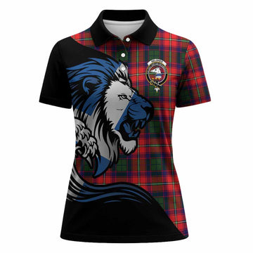 Belshes (Belsches) Tartan Crest Women Polo Shirt Scottish Golden Lions Wave Flow
