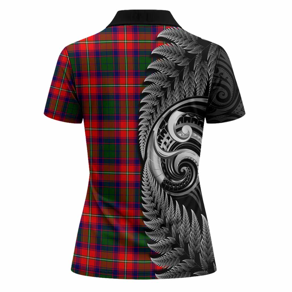 Belshes (Belsches) Tartan Crest Women Polo Shirt With New Zealand Silver Fern Maori Koru