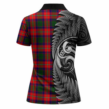 Belshes (Belsches) Tartan Crest Women Polo Shirt With New Zealand Silver Fern Maori Koru