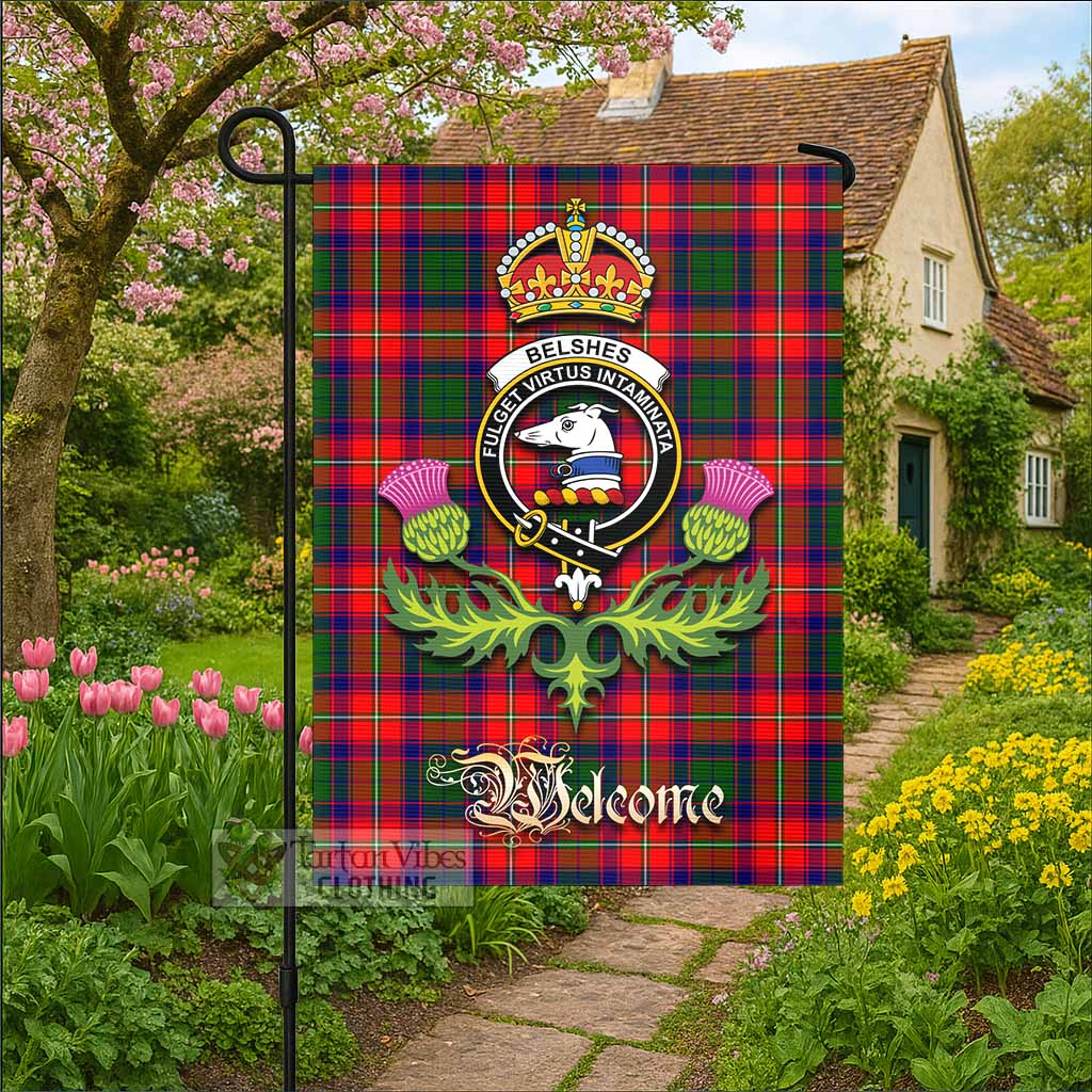 Belshes (Belsches) Tartan Family Crest Garden Flag Royal Thistle Welcome Style - Tartan Vibes Clothing