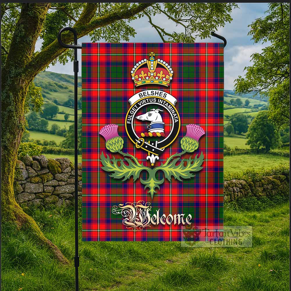 Belshes (Belsches) Tartan Family Crest Garden Flag Royal Thistle Welcome Style - Tartan Vibes Clothing