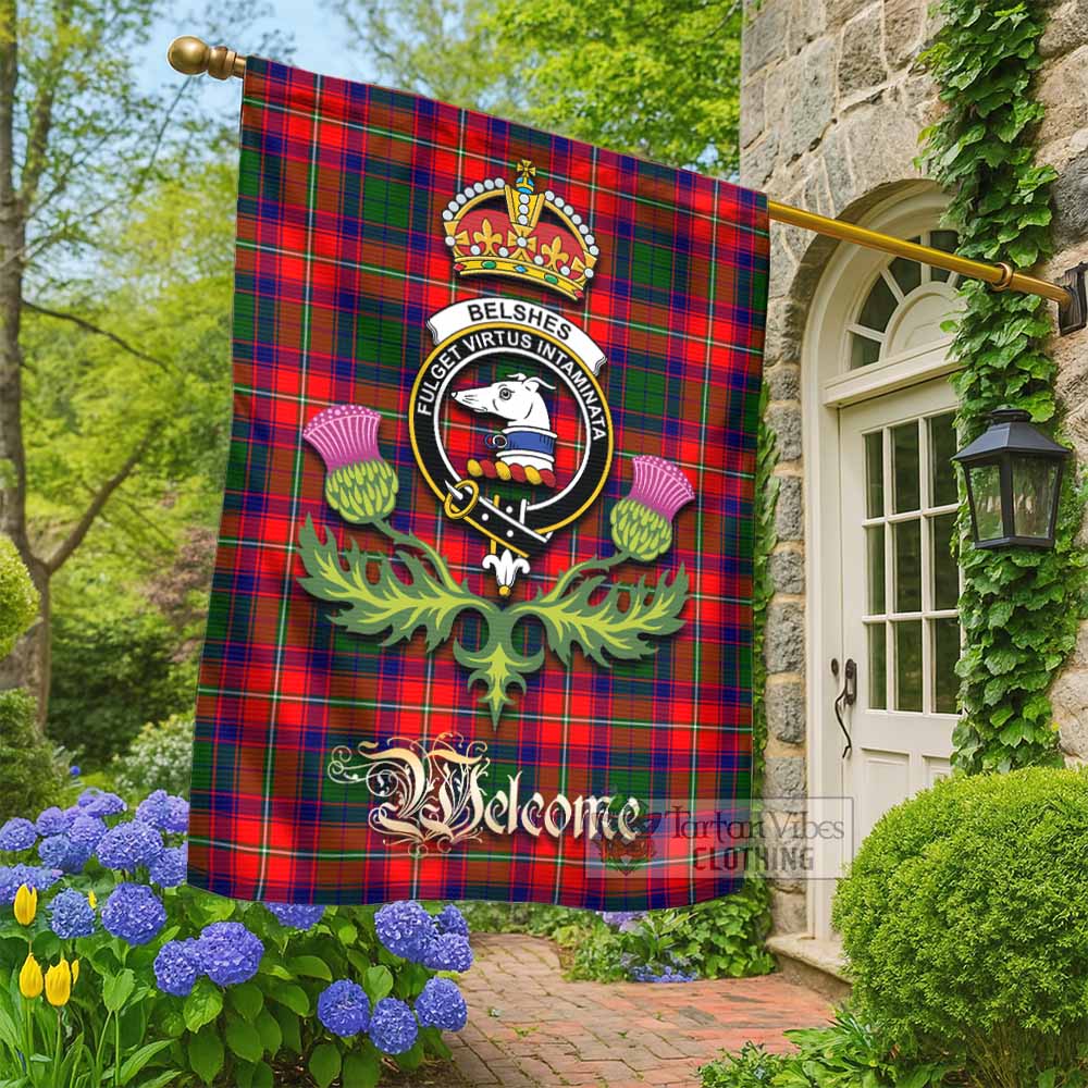 Belshes (Belsches) Tartan Family Crest Garden Flag Royal Thistle Welcome Style - Tartan Vibes Clothing