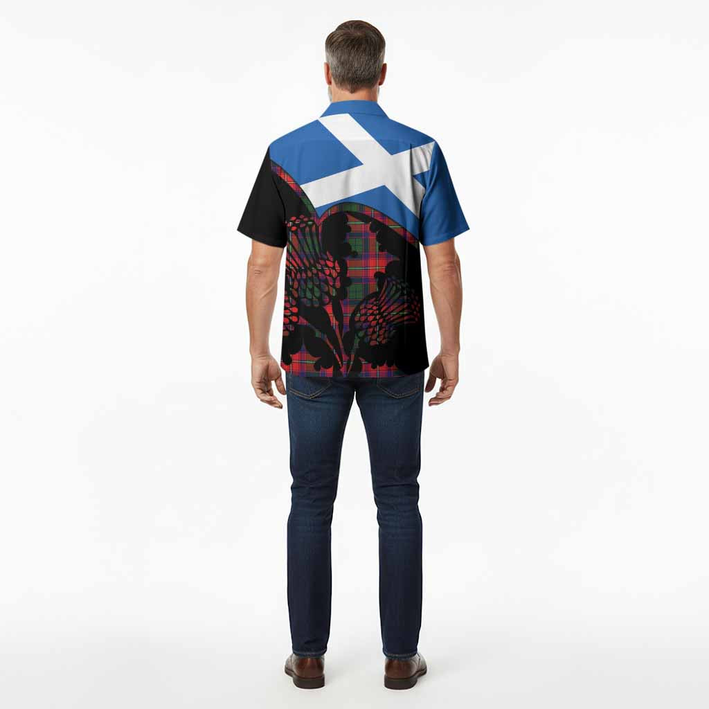 Belshes (Belsches) Tartan Family Crest Hawaiian Shirt Scotland Thistle Floral Flag Style