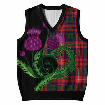 Belshes (Belsches) Tartan Knitted V-Neck Vest Traditional Scottish Thistle