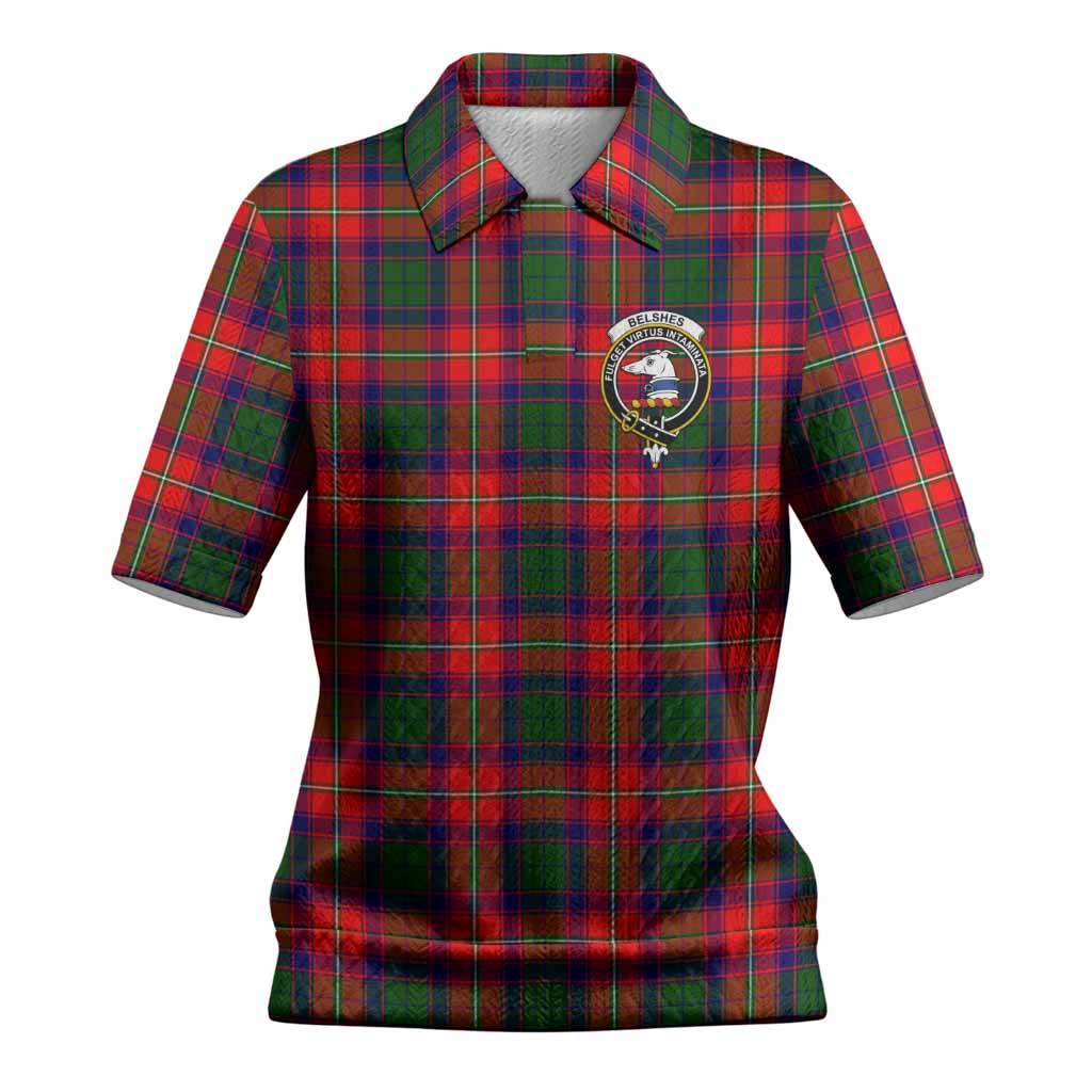 Belshes (Belsches) Tartan Women’s Polo Sweater Top with Family Crest