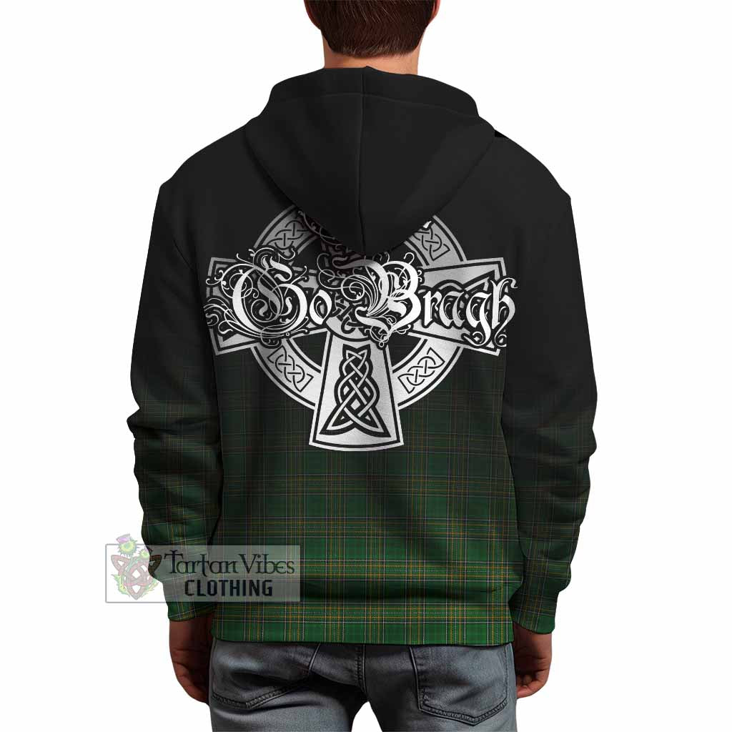 Tartan Vibes Clothing Bennett Irish Clan Hoodie with Coat of Arms Erin Go Bragh Celtic Inspired