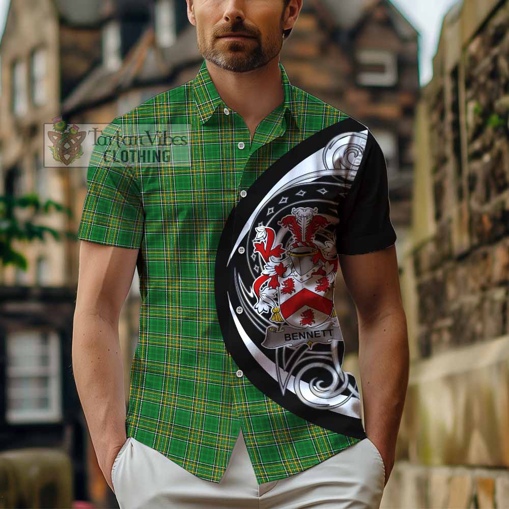 Tartan Vibes Clothing Bennett Irish Clan Short Sleeve Button Shirt Celtic Circle Style