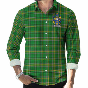 Bennis Irish Clan Tartan Long Sleeve Button Up with Coat of Arms Men's Shirt - Tartan Vibes Clothing