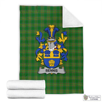 Tartan Vibes Clothing Bennis Irish Clan Tartan Blanket with Coat of Arms