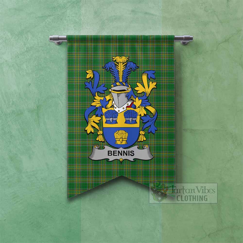 Bennis Irish Clan Tartan Gonfalon, Tartan Banner with Coat of Arms Fishtail - Tartan Vibes Clothing