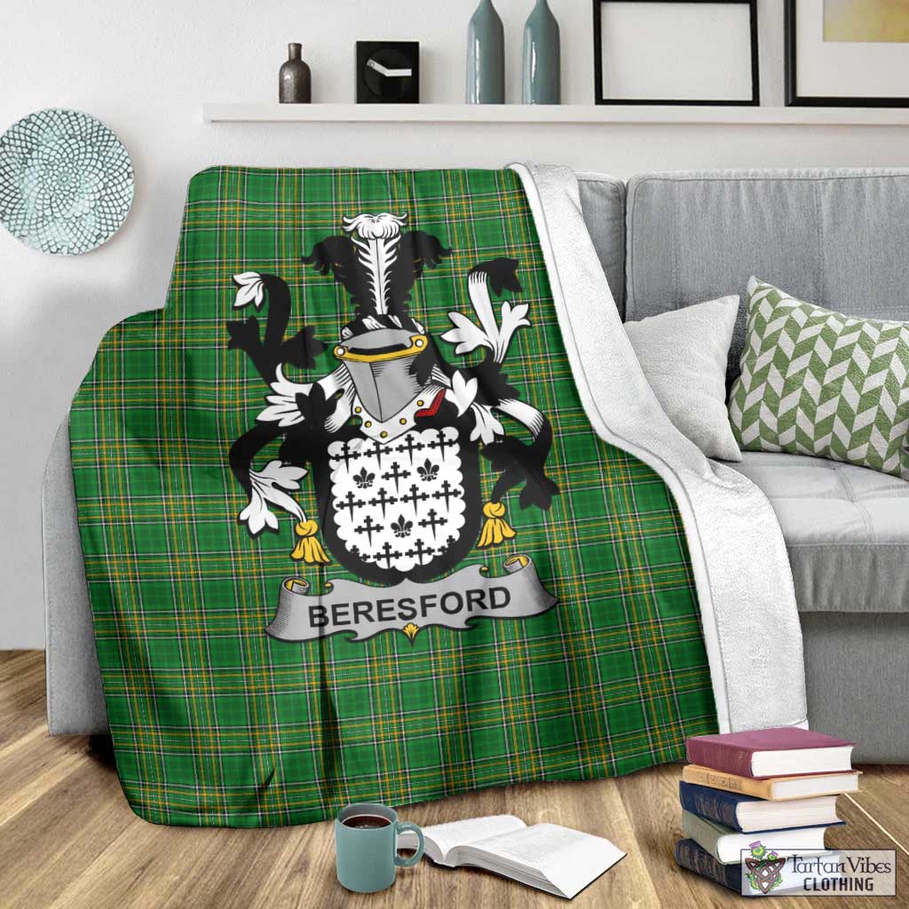 Beresford Irish Clan Tartan Blanket with Coat of Arms - Tartan Vibes Clothing