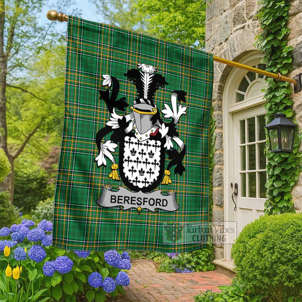 Beresford Irish Clan Tartan Flag with Coat of Arms