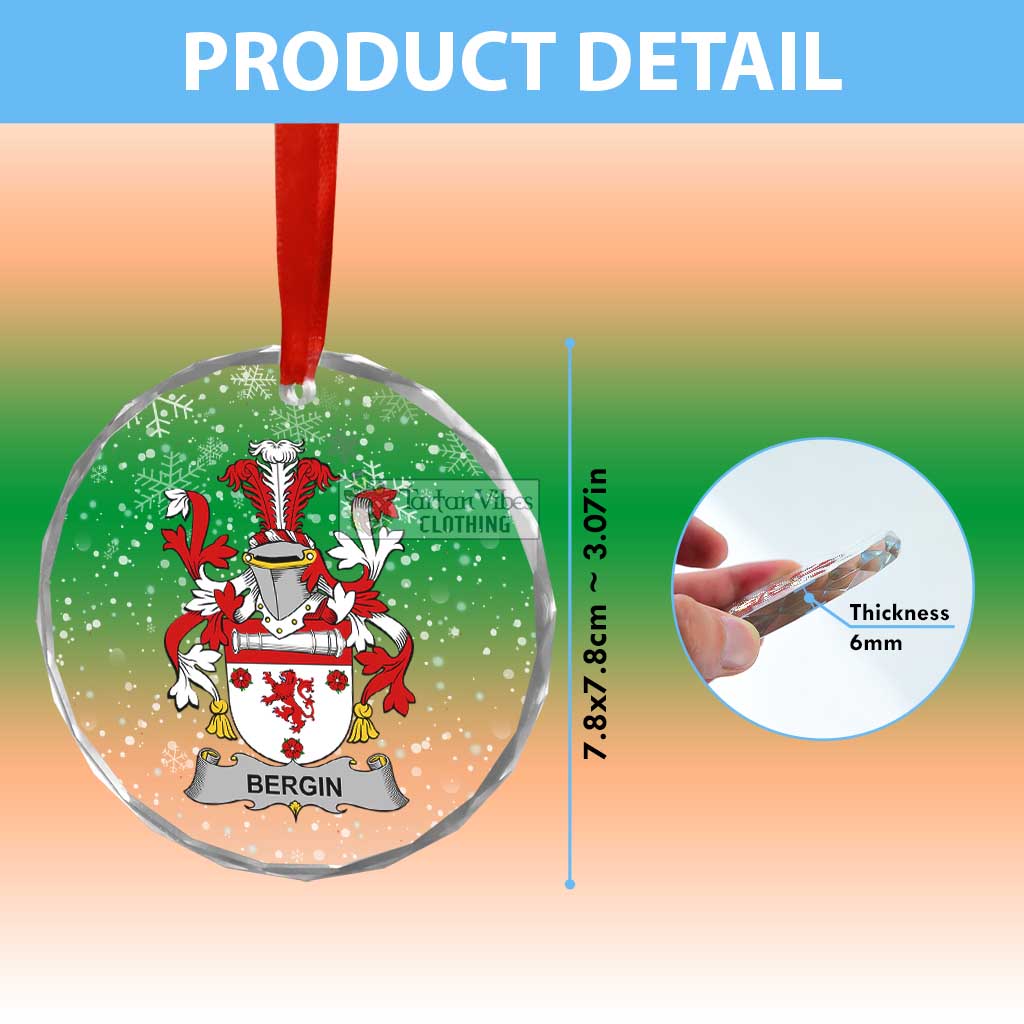 Bergin Irish Clan Christmas Glass Ornament with Coat of Arms - 2D-tartanvibesclothing