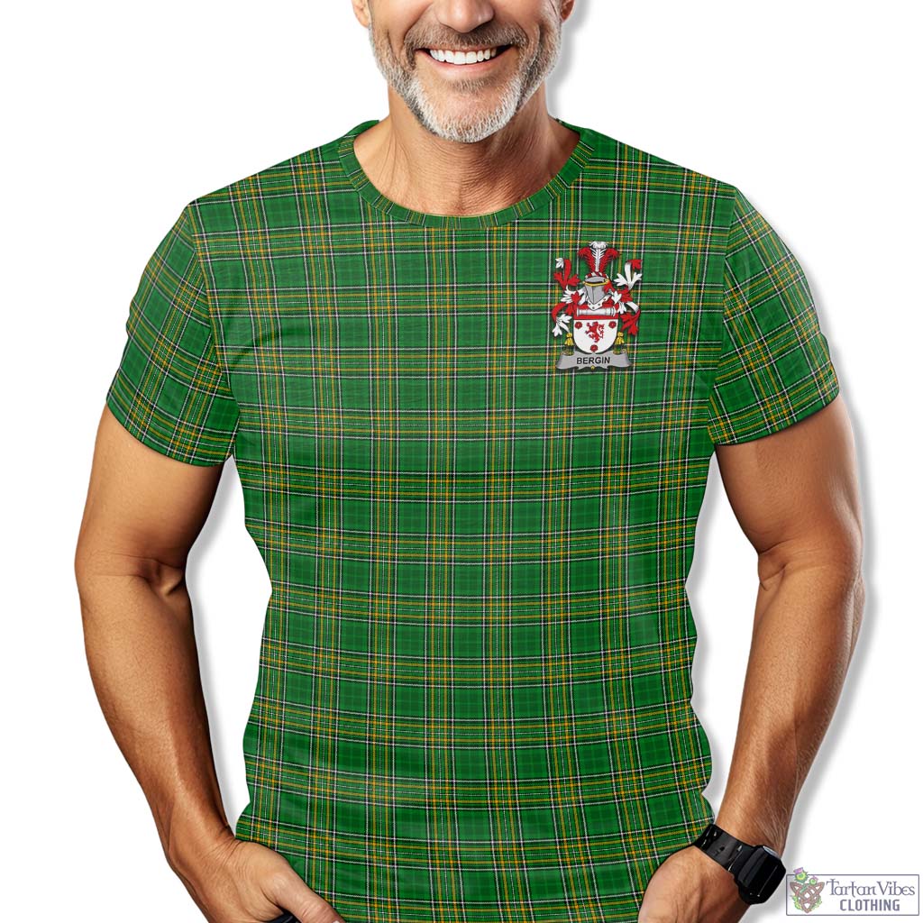 Tartan Vibes Clothing Bergin Ireland Clan Tartan T-Shirt with Family Seal