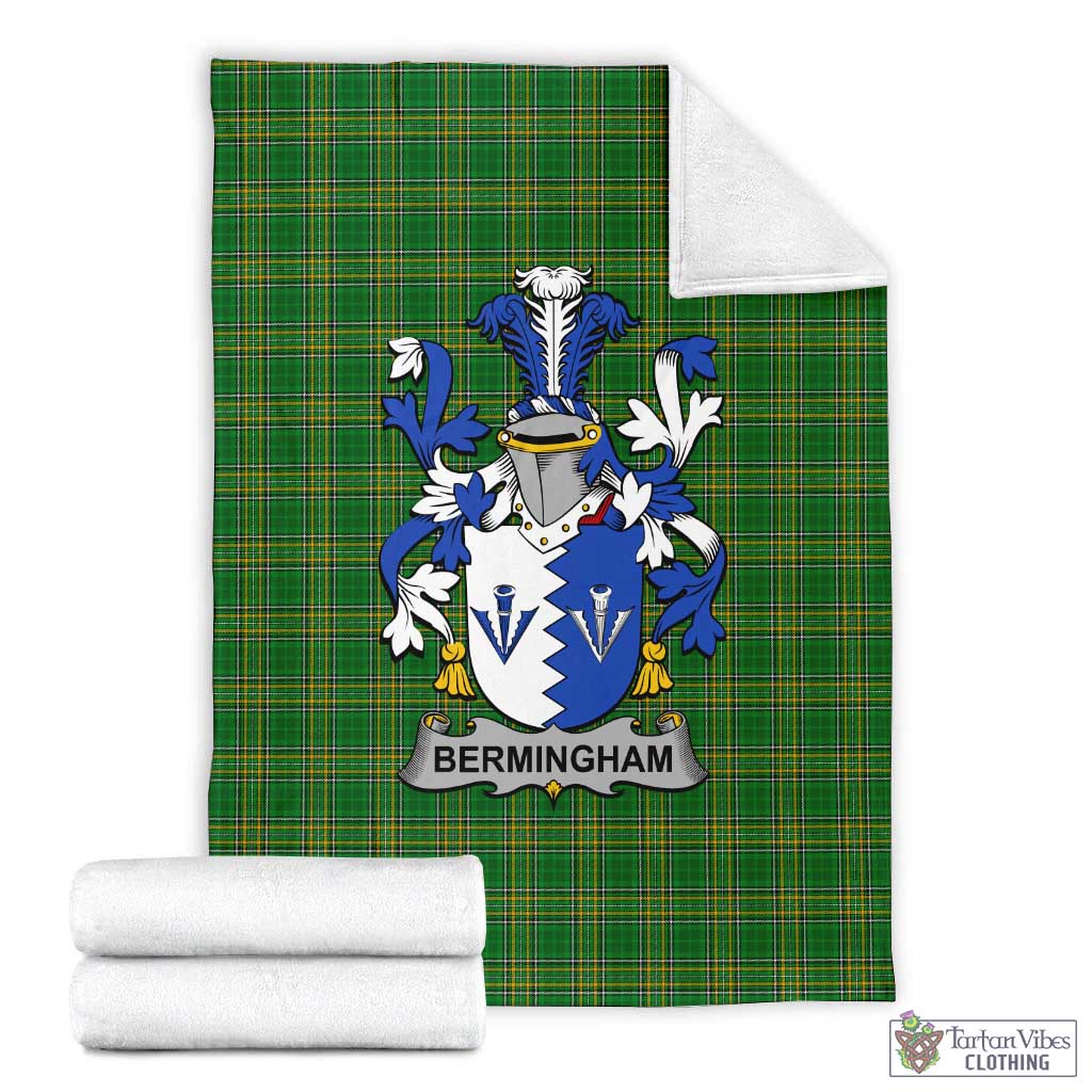 Tartan Vibes Clothing Bermingham Irish Clan Tartan Blanket with Coat of Arms