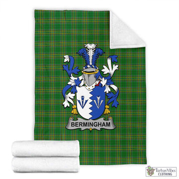 Tartan Vibes Clothing Bermingham Irish Clan Tartan Blanket with Coat of Arms