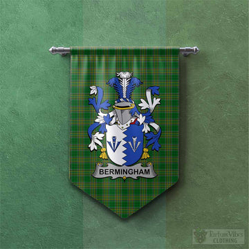 Bermingham Irish Clan Tartan Gonfalon, Tartan Banner with Coat of Arms
