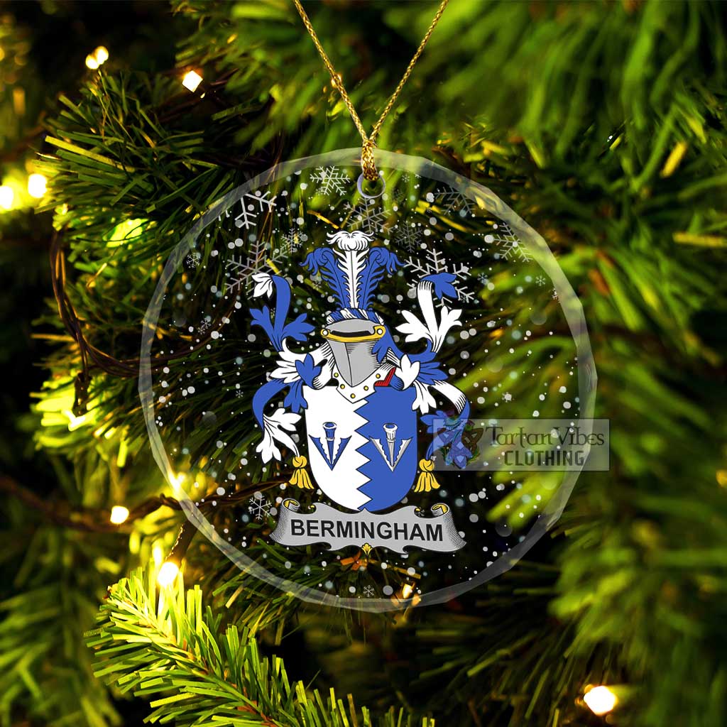 Tartan Vibes Clothing Bermingham Irish Clan Christmas Glass Ornament with Coat of Arms